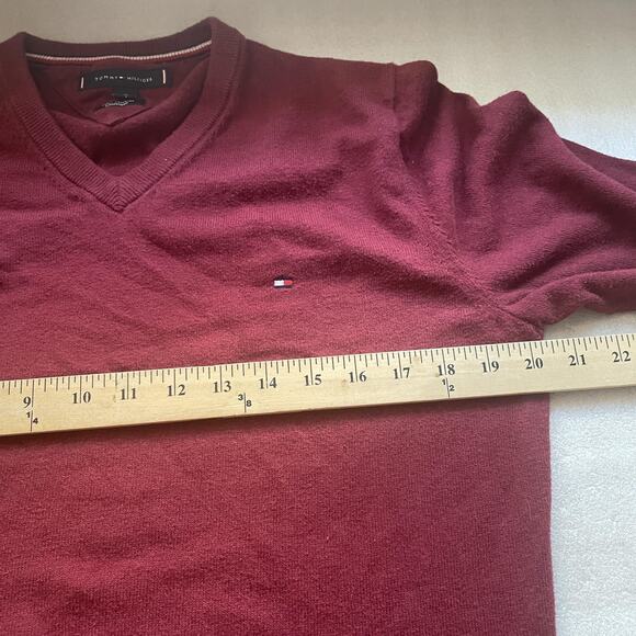Tommy Hilfiger Sweater Men Medium Burgundy Pima Cotton Cashmere Knit Pullover - Picture 6 of 12